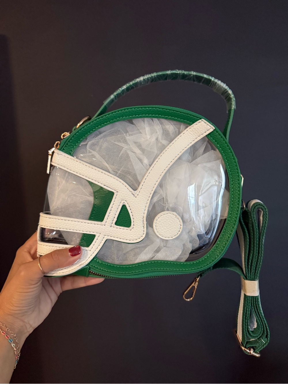 Kelly Green & White Clear Crossbody stadium Bag